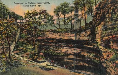 Historic Postcard-Entrance to Hidden River Cave-KY