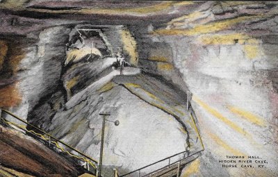 Historic Postcard-Thomas Hall-Hidden River Cave-KY
